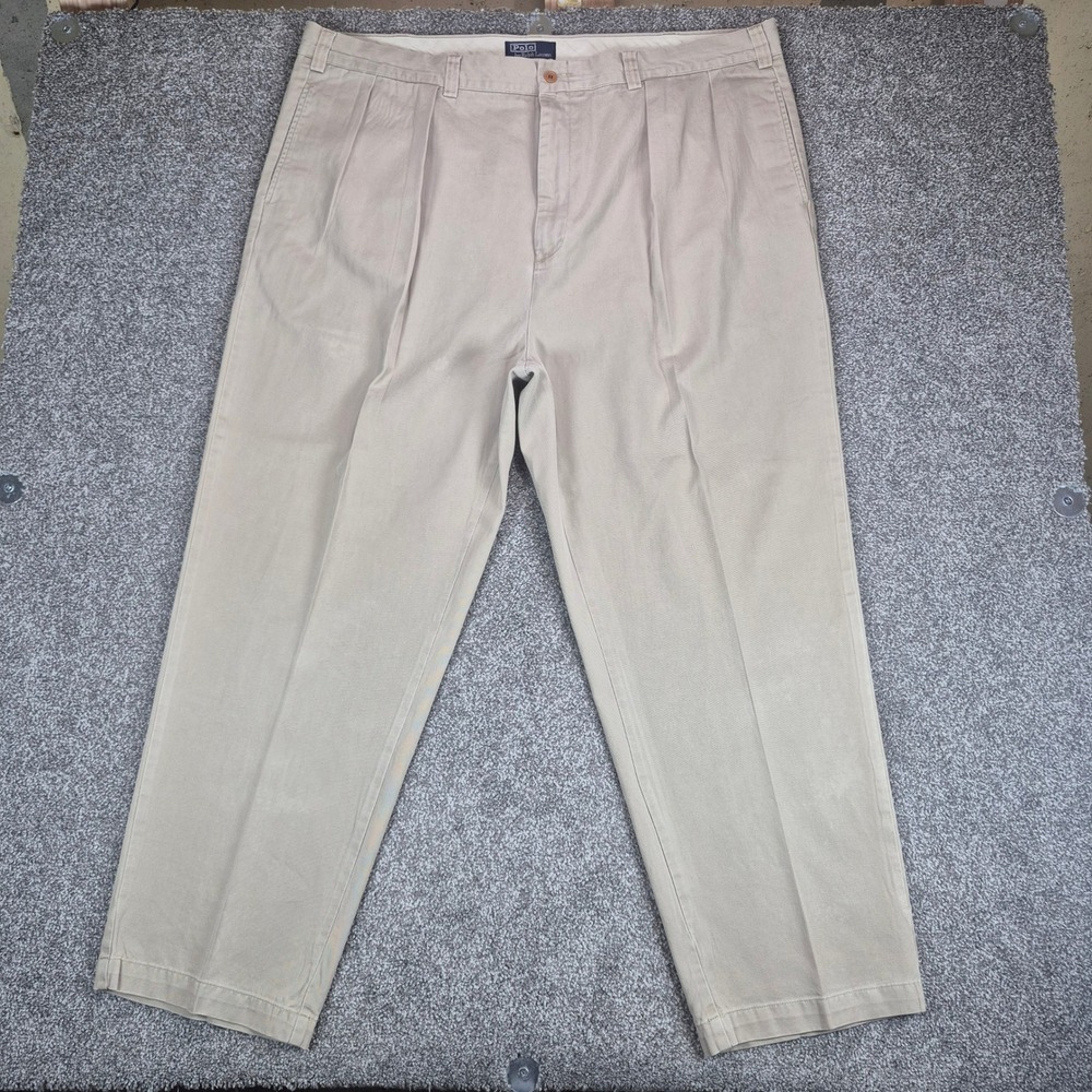 Polo Ralph Lauren Andrew Pant Mens 46x30 Tan Khaki Pleated Chino Trousers